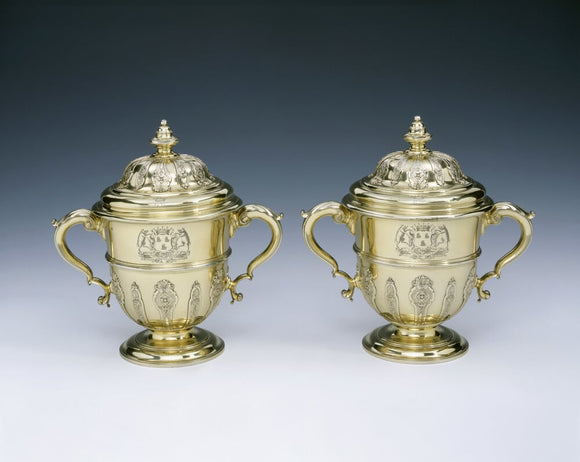 A pair of George II silver-gilt two handled cups and covers by Peter Archer, 1731/2 (DUN.S.273)