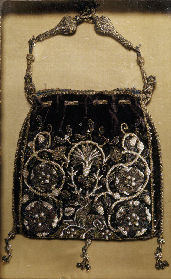 Close-up of a beaded purse at Fenton House