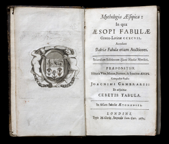 Title page of Mythologia Aesopica: In Qua Aesopi Fabulae, (London,1682) part of the Springhill Library collections
