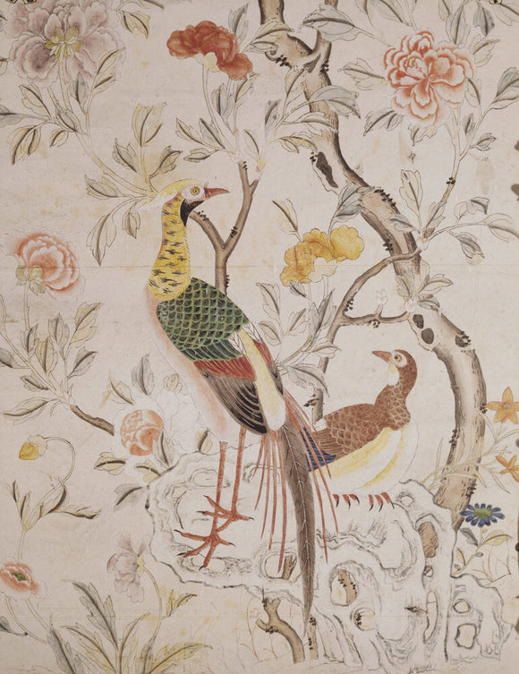 Detail of mid-18th-century chinese wallpaper from the Chinese Bedroom at Felbrigg Hall