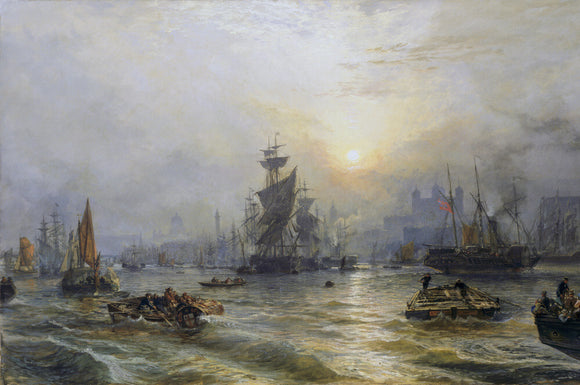 PORT OF LONDON by Samuel Bough, signed and dated 1863, at Polesden Lacey (post conservation)