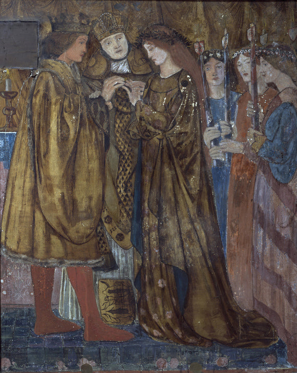 Red House: Close detail of one of three wall paintings by Burne-Jones in the Upstairs Drawing Room