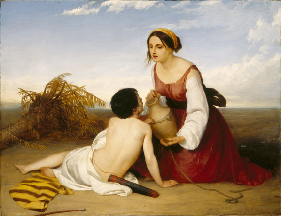 LADY GIVING WATER TO A CHILD by Sir Charles Lock Eastlake (1793-1865) from Derwent Island, Cumbria