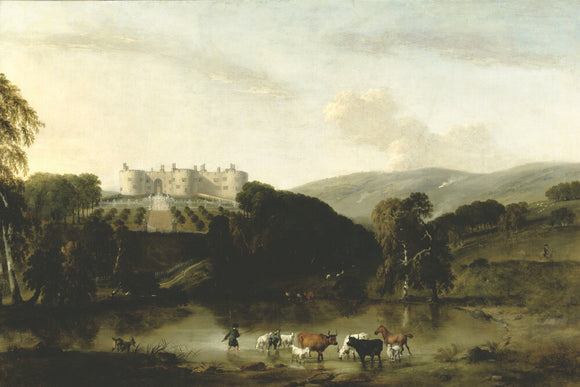 CHIRK CASTLE FROM THE NORTH, by Peter Tillemans (1684-1734), in the Grand Staircase at Chirk Castle