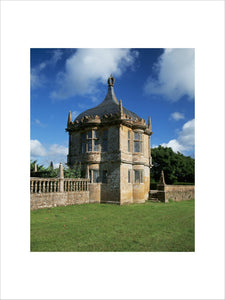 An ornate garden pavilion in the corner of the garden at Montacute