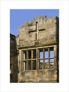 Close view of architectural detail on the facade of Gibside Hall, Newcastle upon Tyne