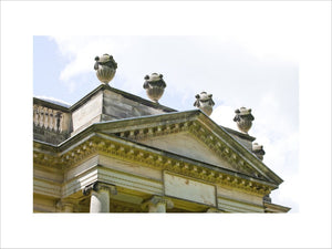 The portico of the Palladian Chapel, begun in 1760 to the design of James Paine, at Gibside, Newcastle upon Tyne