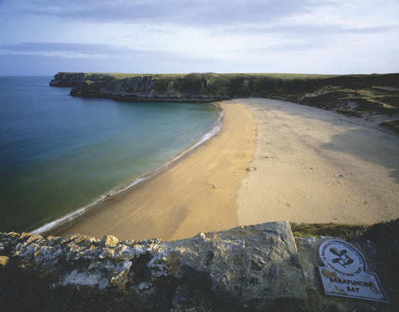 A view of Barafundle Bay, part of the Stackpole Estate, seen from the coastal path