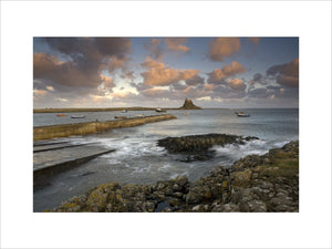 A long view of Lindisfarne Castle, Holy Island, Northumberland