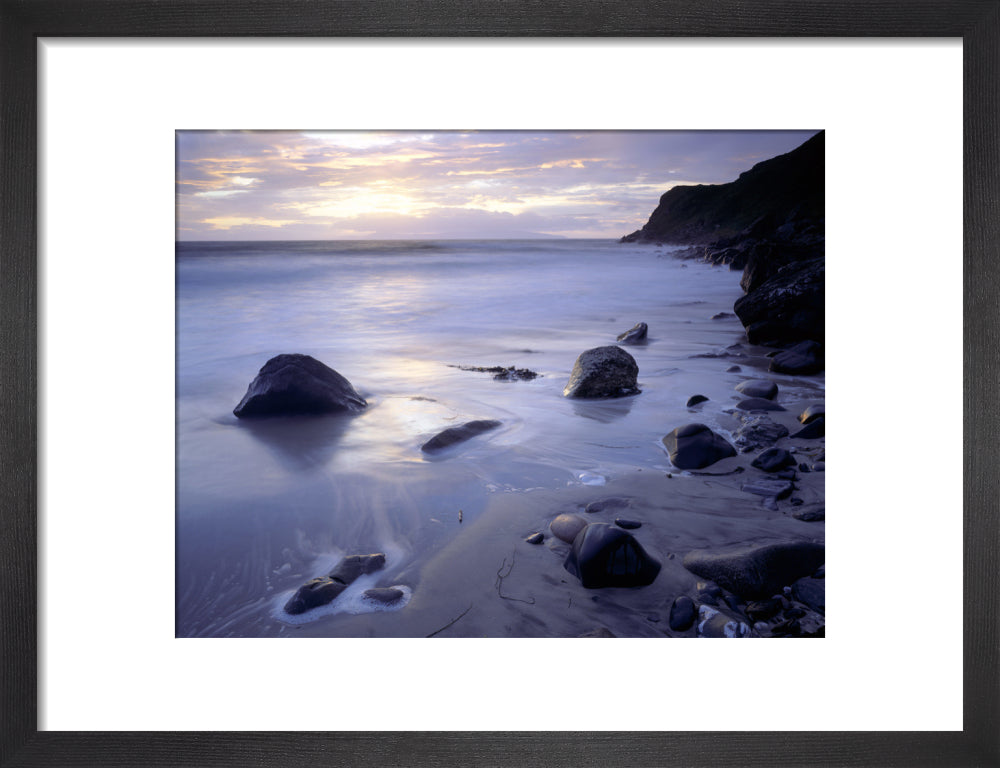 A beautiful dawn at Murlough Bay, County Antrim, looking towards Rueba ...