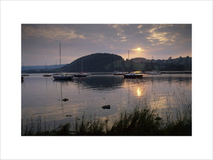 A sunset over the boats on Ullswater, near Pooley Bridge