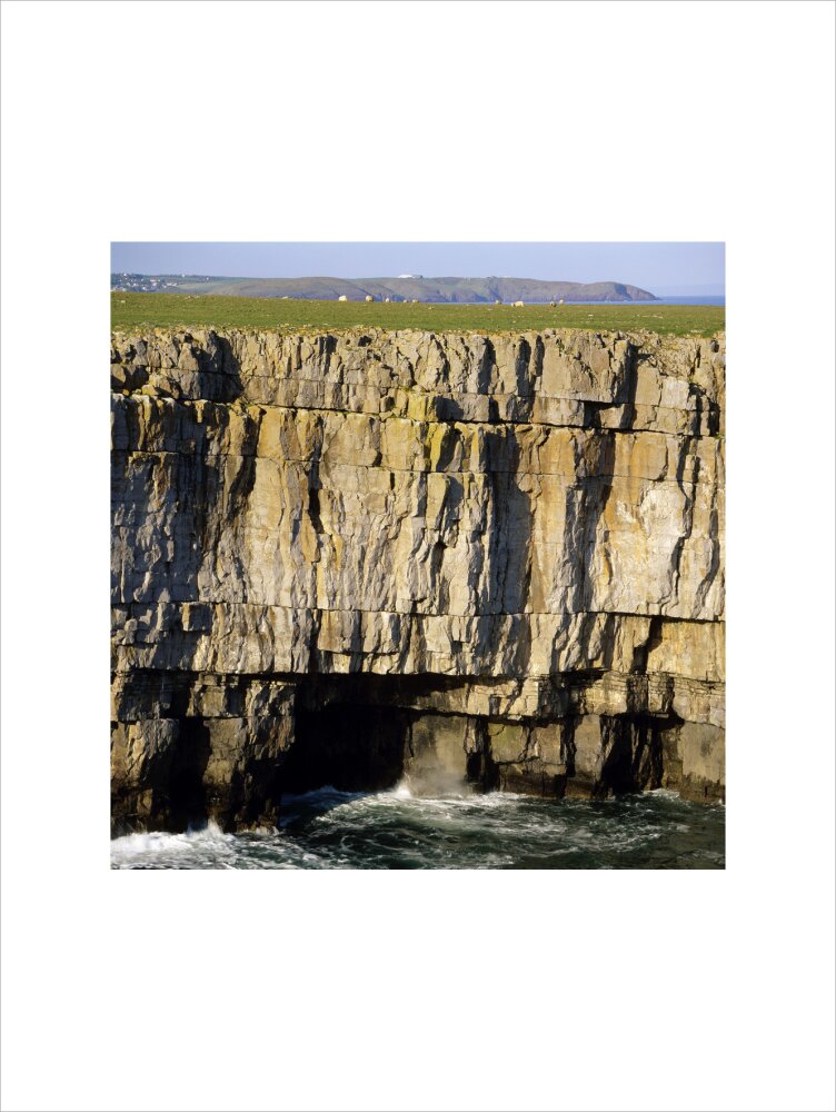 Cliff scenery around Stackpole Head, showing the various strata in the ...