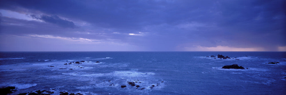 A panoramic view of the rocks and sea at Lizard Point on the Lizard pe ...