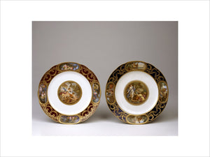 A pair of Sevres plates recently recovered after a burglary in the 1960s at Upton House