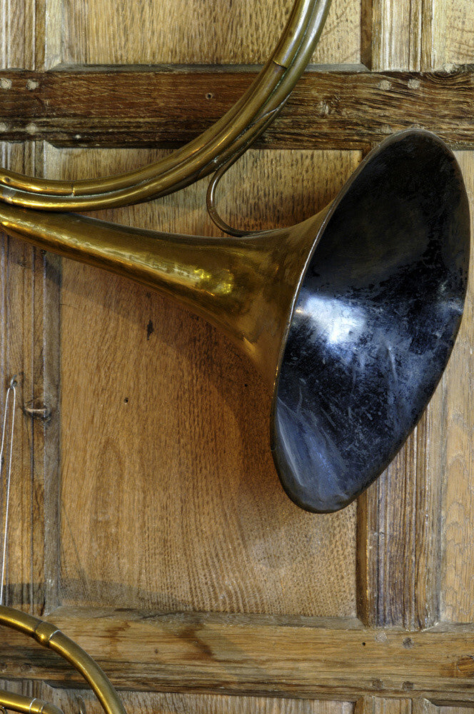 Close view of part of a tenor cor, part of the musical instrument coll ...