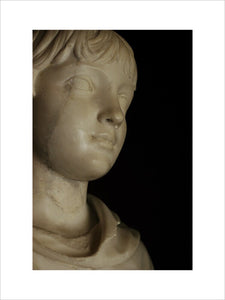 Close view of a Roman sculpture in the North Gallery at Petworth House - "Head of a Boy", Roman, Julio Claudian