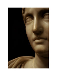 Close view of sculpture at Petworth House - Roman, late 2nd century, "Bust of a Roman matron" in the Carved Room