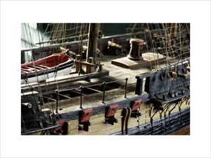 Close view of part of the model of HMS Romulus, built by Adams at Buckler's Hard in December 1777