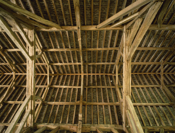 Interior roof stucture of barn looking up