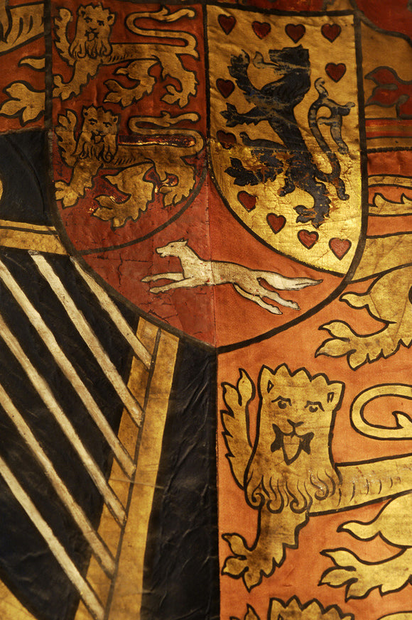 Banner of the Duke of Cambridge from his stall at St George's, Windsor, part of the Charles Wade collection in Meridian, Snowshill Manor