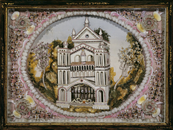 Shell picture of a church, 18th-century, possibly Italian or Portuguese, A La Ronde, Devon