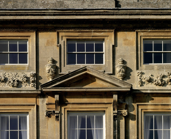 A detailed close up of the East Front of Dyrham Park