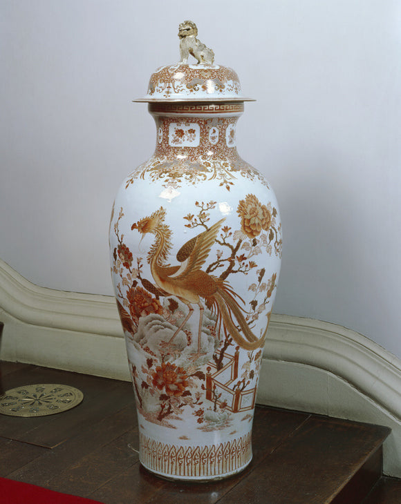 One of the large Ch'ien Lung famille rose vases on the landing of the Staircase at Melford Hall