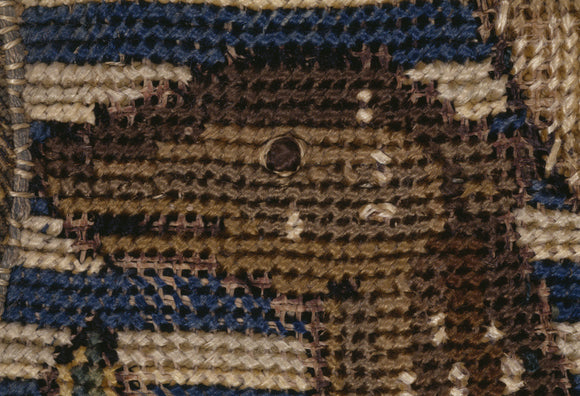 Detail of an animal's head from the Marian Tapestry at Oxburgh Hall