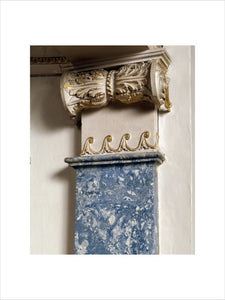 A detail of a Lapis Lazuli scagliola pilaster in the Boudoir at Berrington Hall