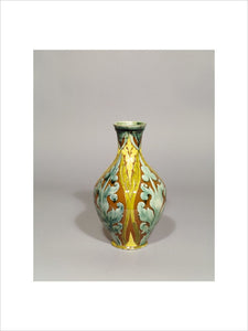 Della Robbia vase with patterns of green, brown and yellow, in the Morning room