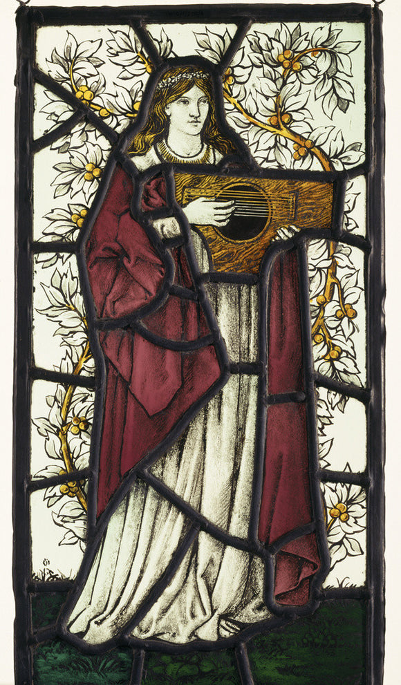 Painted glass, Player with Dulcimer
