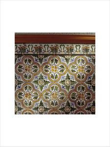 Polychrome tiles in high relief from the first floor corridor