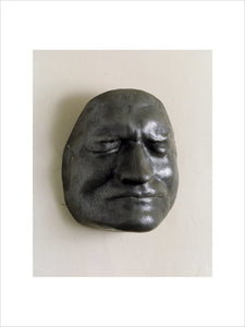 Pewter cast of Newton's death mask in the Study (above the fireplace) at Woolsthorpe Manor