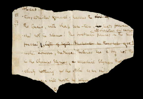 An extract from Thomas Carlyle's manuscript of The French Revolution at Carlyle's House, 24 Cheyne Row, London