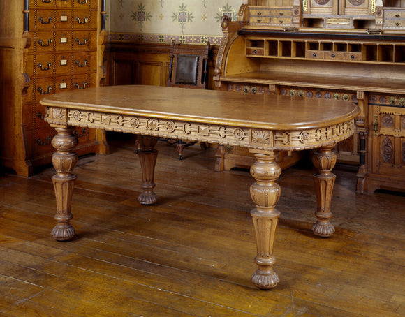 An Elizabethan oak table supplied by Gillows, in the Organ Room at Tyntesfield