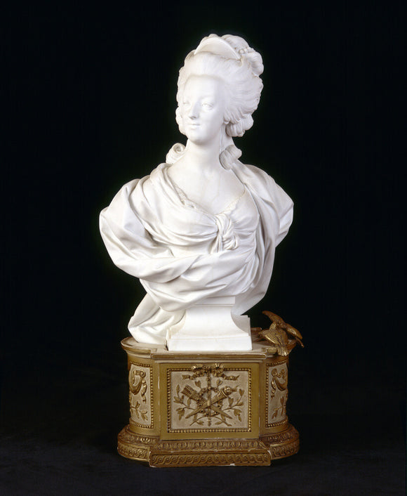 C19th Sevres bust of Marie Antoinette, in biscuit porcelain in the Library at Upton House