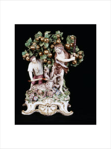 Close view of a Chelsea porcelain figure depicting The Labours of Hercules - Hydra, c