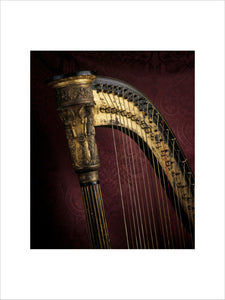 Detail of harp in the South West Room at Fenton House