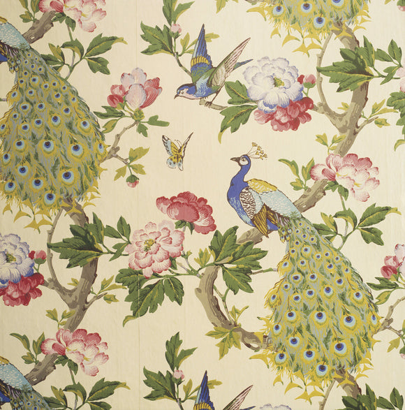 Detail of the Peacock wallpaper in the Lobby near the Red Bedroom at Erddig