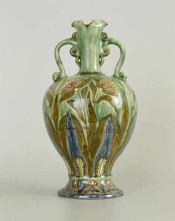 Della Robbia vase with two handles in the Morning Room at Standen, West Sussex