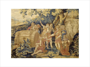 Detail of the best of the Diogenes Tapestries in the Blue Bedroom