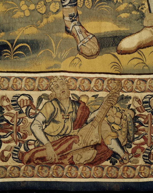 Close-up of the border of one of the Ulysses Tapestries in in the High Great Chamber