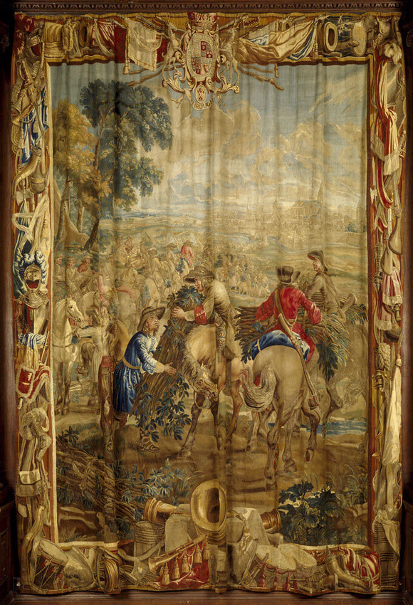 Attaque', one of 'The Art of War' tapestries in the Hall woven in Brussels by Le Clere & Van der Borch from cartoons by Lambert de Hondt, c 1710