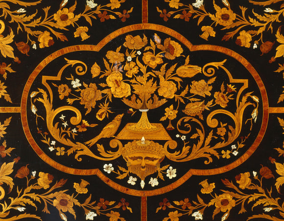 Detail of centre of marquetry table-top in the Ante Room
