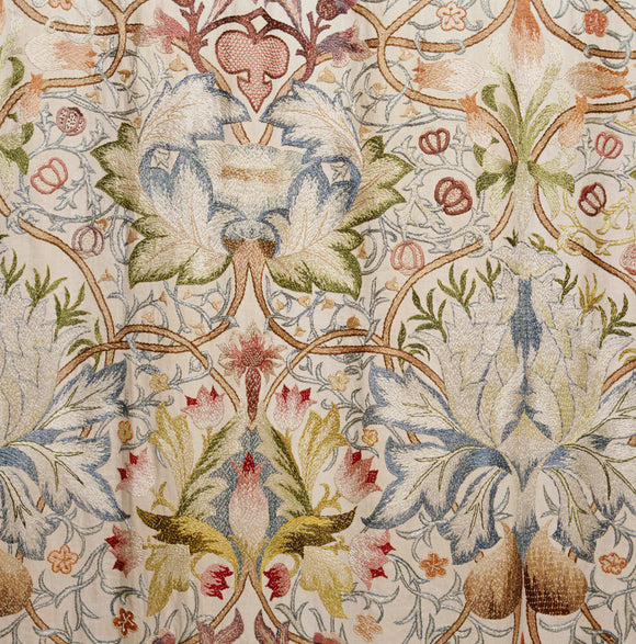 Detail of the silk tapestry in the North Bedroom, worked by Mrs Beale and her daughters
