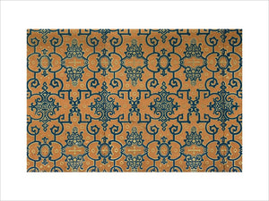 Willement "Syrian Damask" wallpaper in the Library in the new house at Scotney Castle, Kent