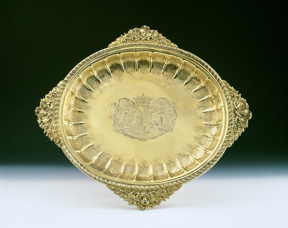 Silver Gilt Dish from Ickworth bearing a coat of arms