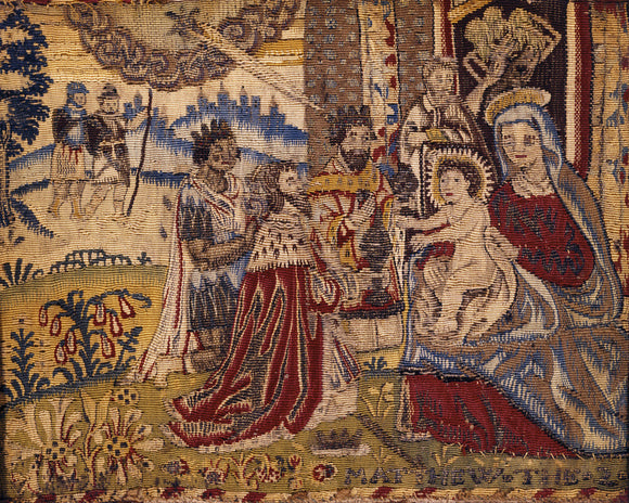A 17th Century stumpwork depicting the nativity, at Fenton House