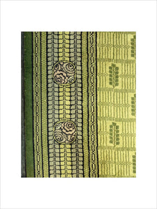 Close view of part of an Axminster carpet in the style of Charles Rennie Mackintosh (1868-1928), in Mr. Lewes' Dressing Room.