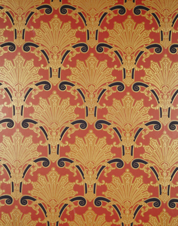 Detail of the wallpaper in the Billiard Room at Dunster Castle